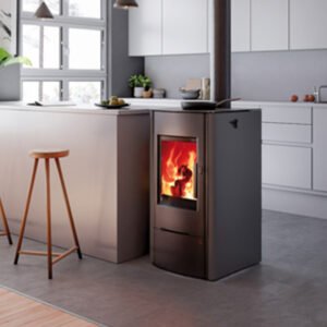 Haas+Sohn ELLMAU COOK easy Kaminofen mit Glaskeramik-Kochplatte perl-schwarz