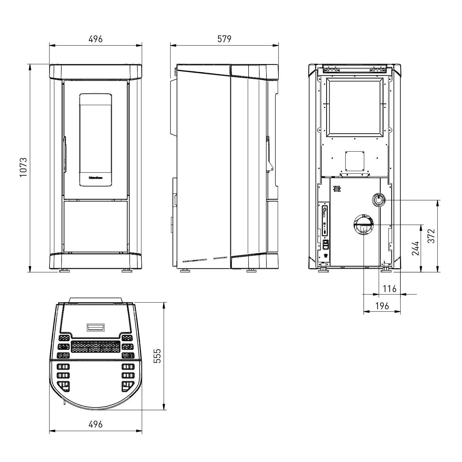 Extraflame Evolution Line Mietta Evo 16 Pelletofen Stahl bordeaux – Bild 5