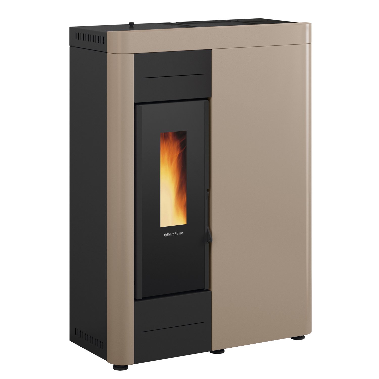 Extraflame VIRNA IDRO.16 wasserführender Pelletofen Stahl TOMA taupe - TPSM 600 Hochleistungs-Pufferspeicher montiert silber - Heizungsausdehnungsgefäß 80 L – Bild 2