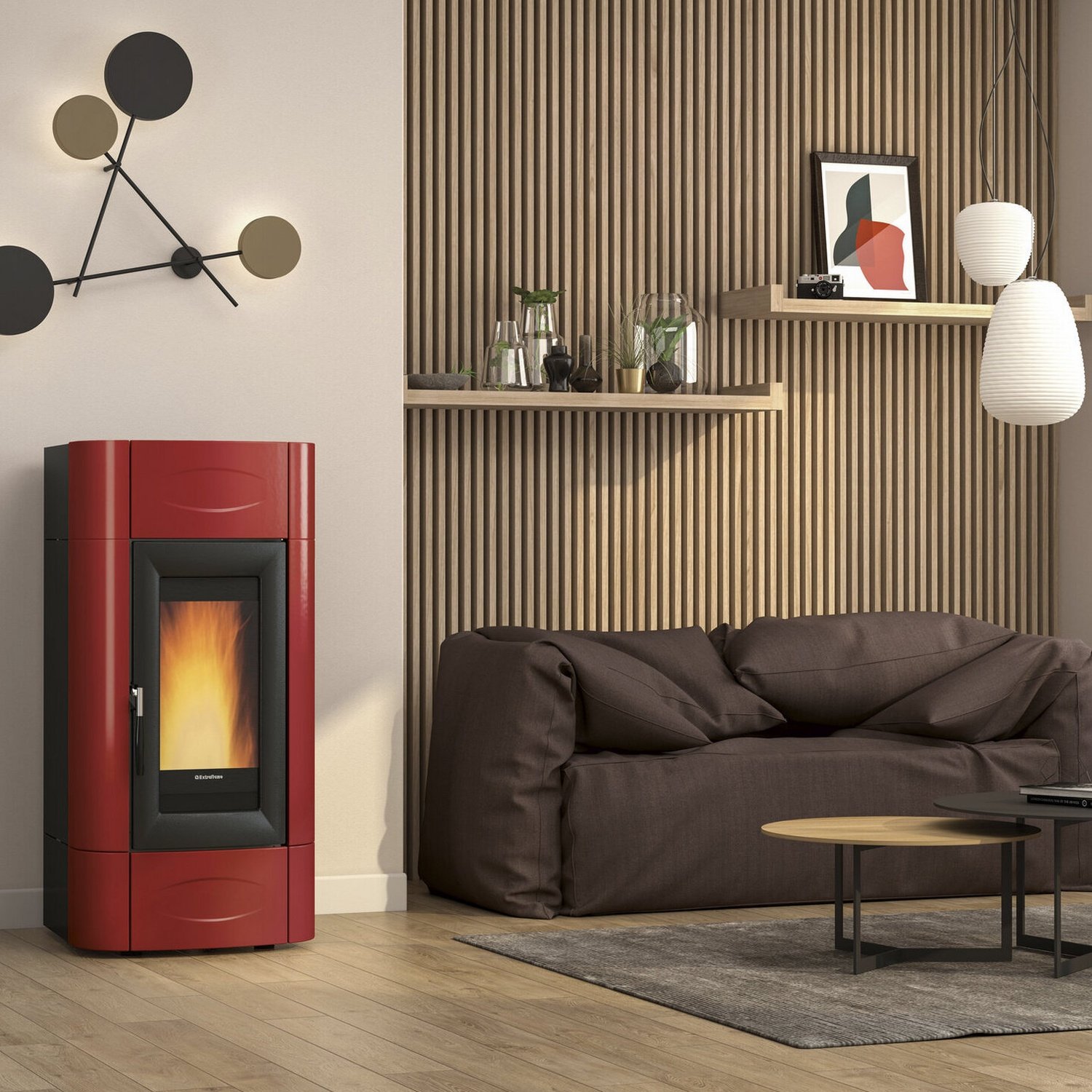 Extraflame ISIDORA IDRO H23 5.0 EVO - Bordeauxrot wassergeführter Pelletofen EVOLUTION LINE – Bild 3