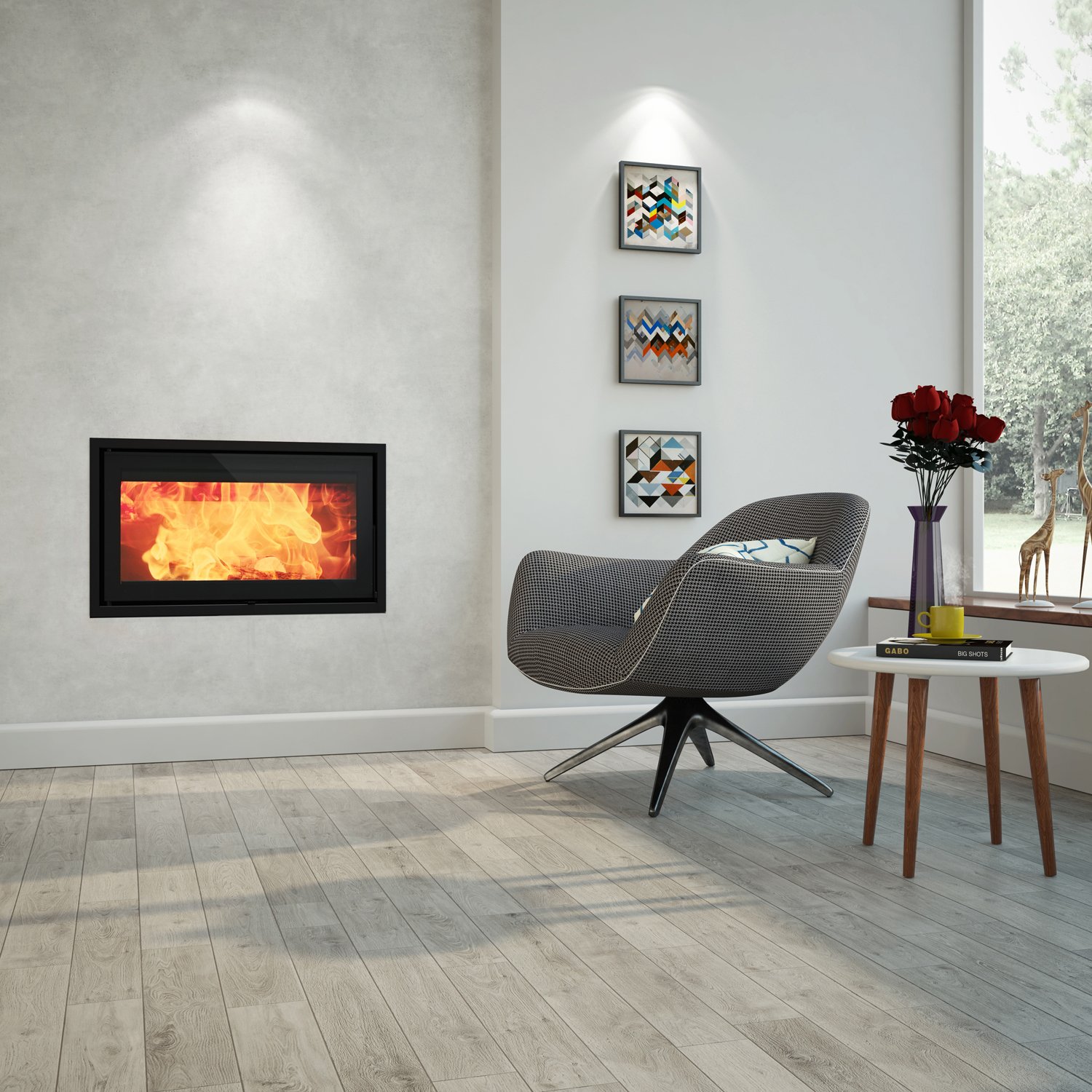 Dovre Vista 802C/V2 Kamineinsatz mit Vermiculit-Platten im Brennraum – Bild 2