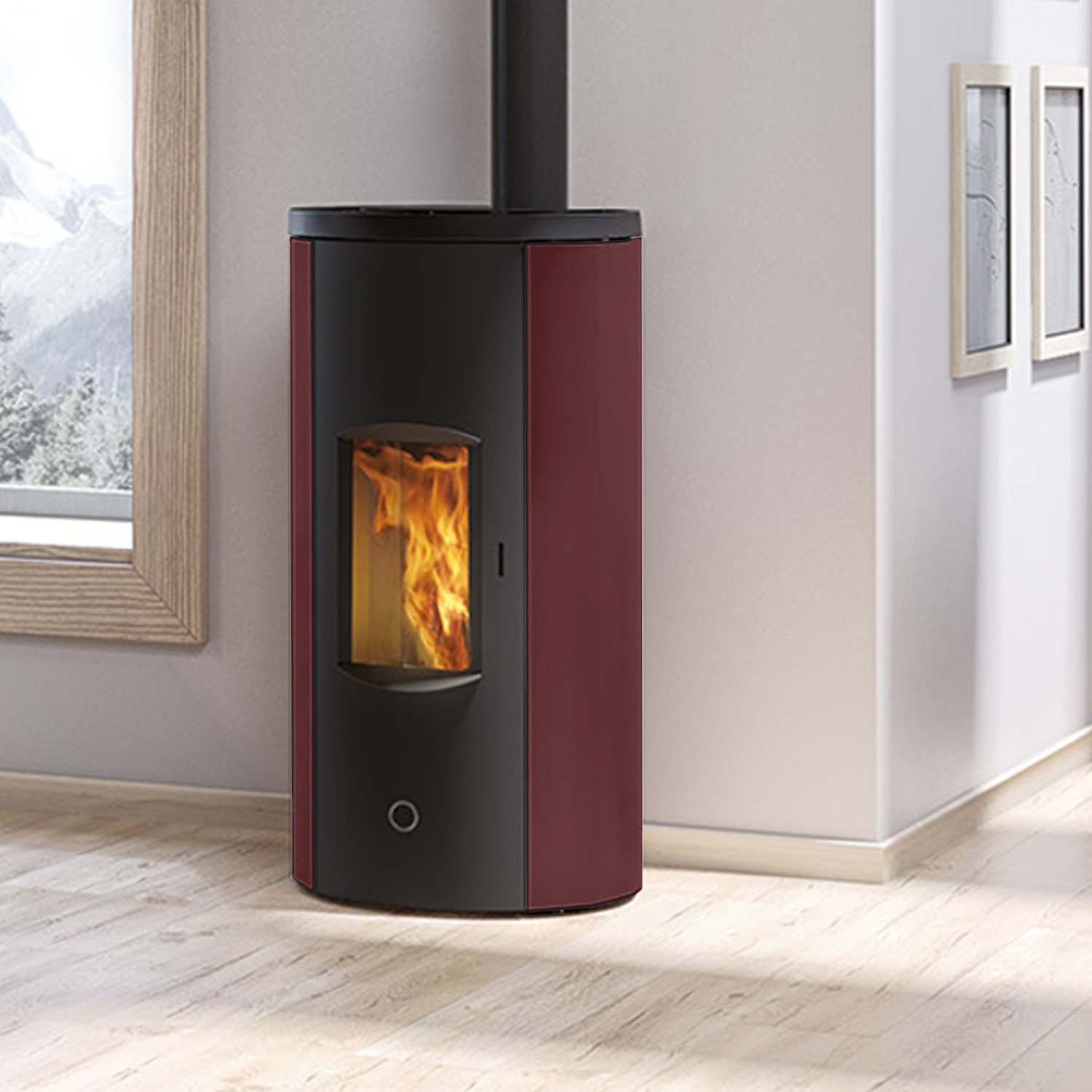 EK63 Like 90+ Evo Pelletofen Stahl bordeaux COAX