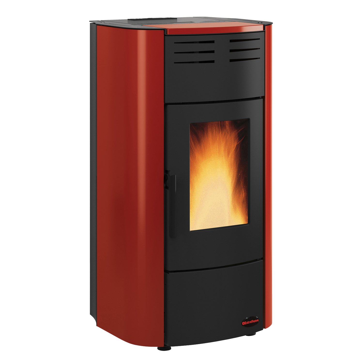 Extraflame Raffaella Idro H15 Wasserführender Pelletofen Stahl Bordeaux – Bild 2