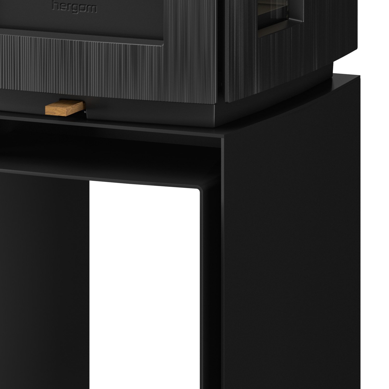 Hergom Glow Kaminofen Gusseisen Schwarz mit Bankerhöhung – Bild 5