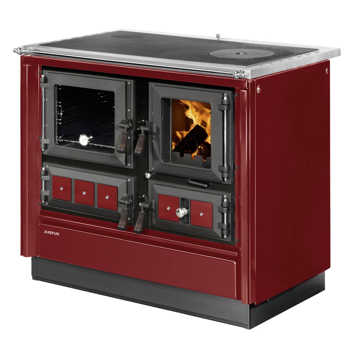 Justus Rustico-90 2.0 Küchenofen Stahl Bordeaux, Backfach links – Bild 2