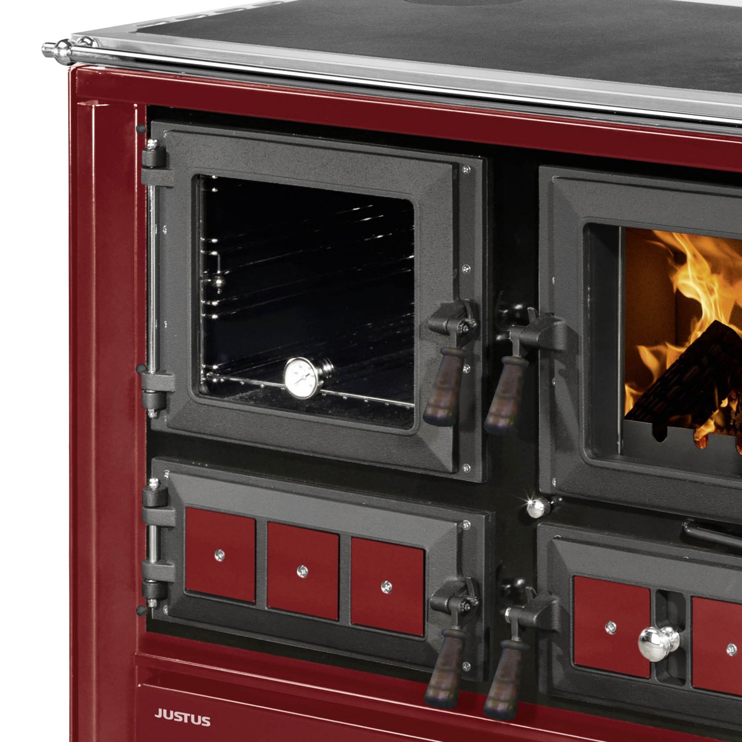 Justus Rustico-90 2.0 Küchenofen Stahl Bordeaux, Backfach links – Bild 3