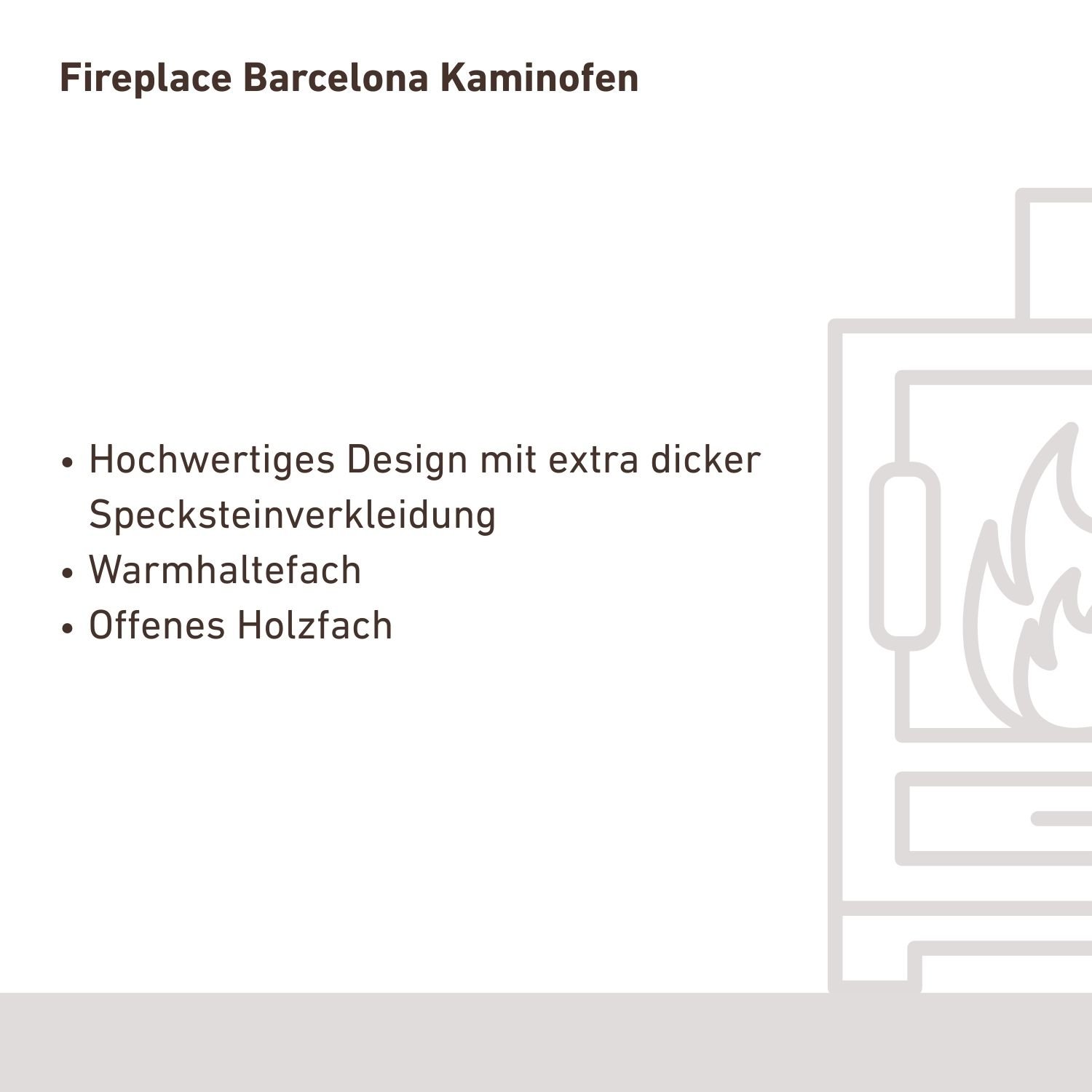 Fireplace Barcelona Kaminofen Stahl Schwarz | Speckstein – Bild 6