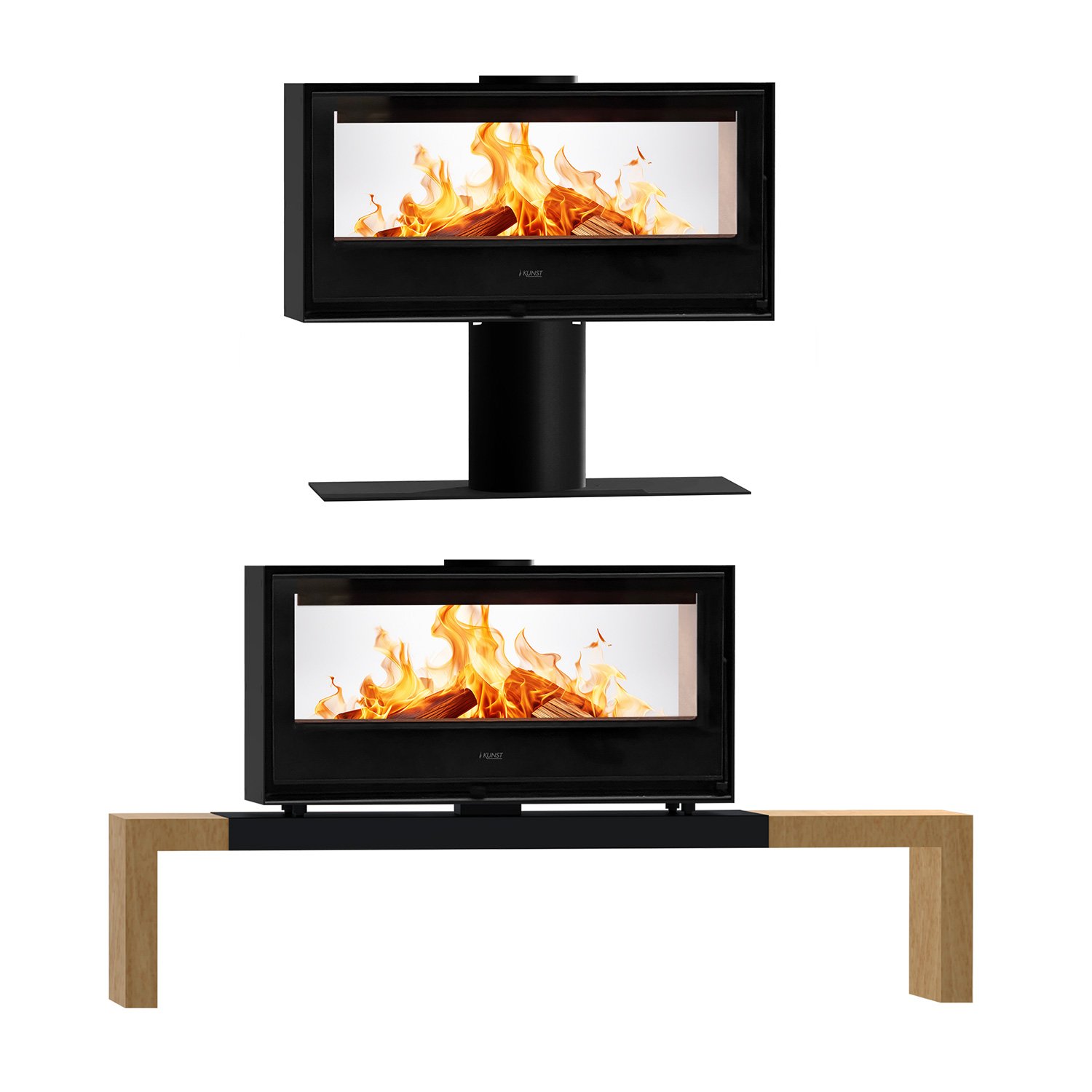 Kunst Stoves Vista Kaminofen mit Holzbank 180 cm – Bild 6